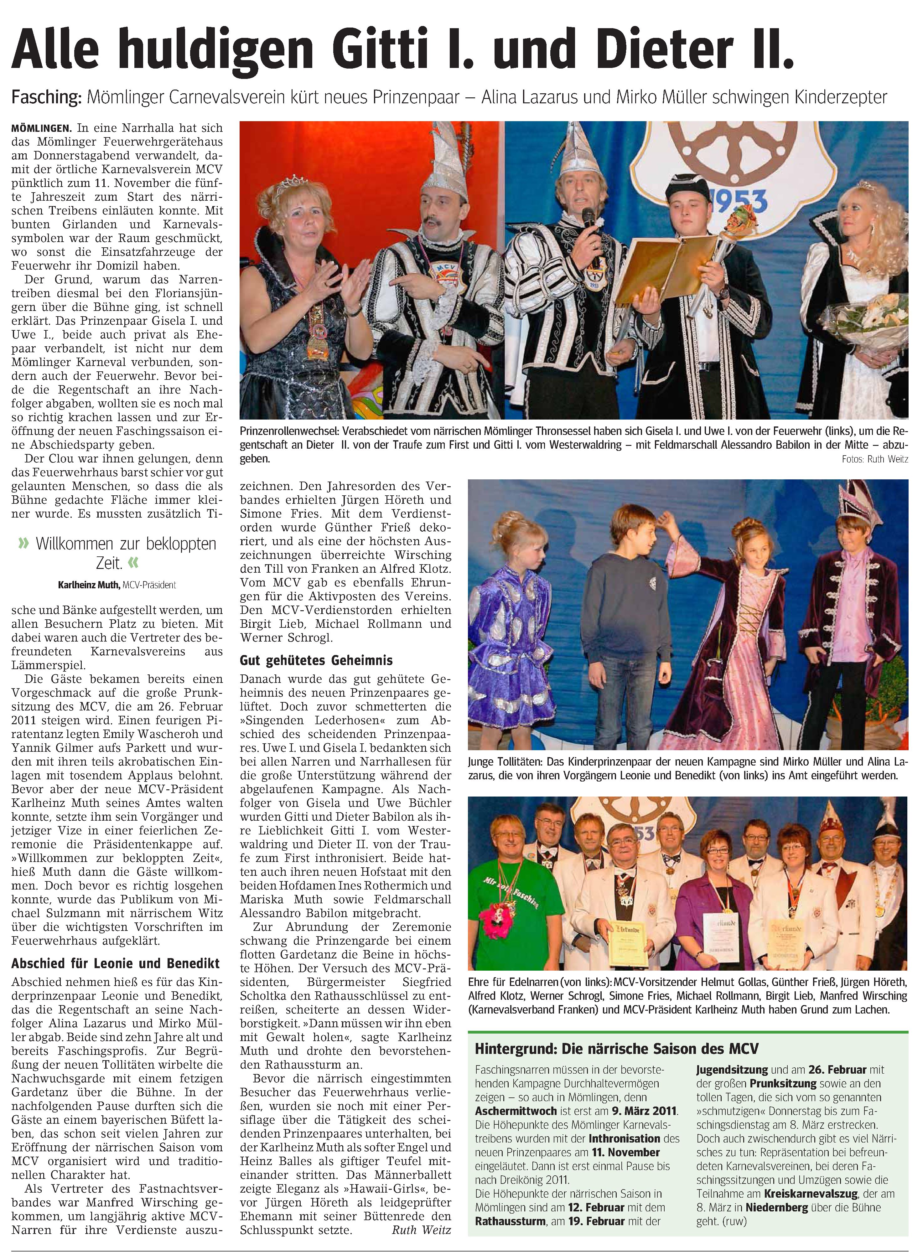 Main Echo Zeitungsartikel Faschingseröffnung